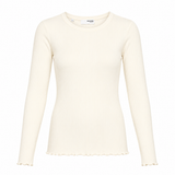 Long Sleeve Top Cream Ribbed Organic Cotton