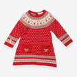 Dress Long Sleeve Knit Red Rudolph Appliques