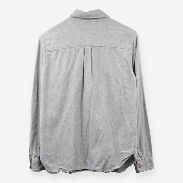 Grey Brushed Cotton Flannel Long Sleeve Shirt
