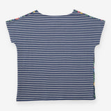 Jersey Top Navy Floral Stripe Organic Cotton