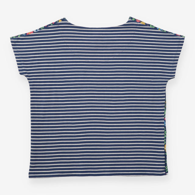 Jersey Top Navy Floral Stripe Organic Cotton