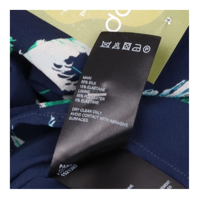 Navy Green Teal Feather Print Ruched Fron