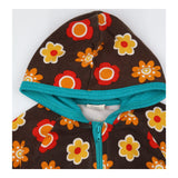 Onesie brown orange yellow flowers