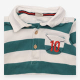 Polo T-shirt long sleeved green and white striped