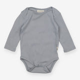Grey blue long sleeve ribbed bodysuit