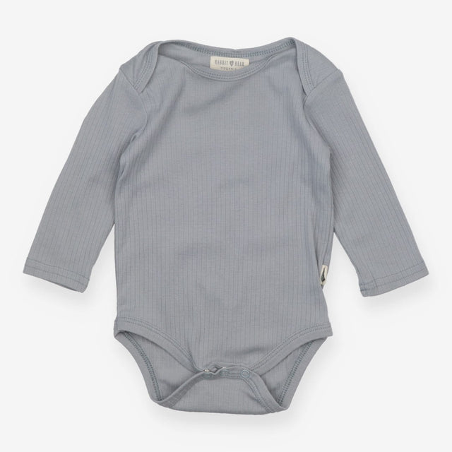 Grey blue long sleeve ribbed bodysuit