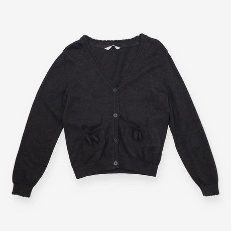 School cardigan grey bow on pockets
