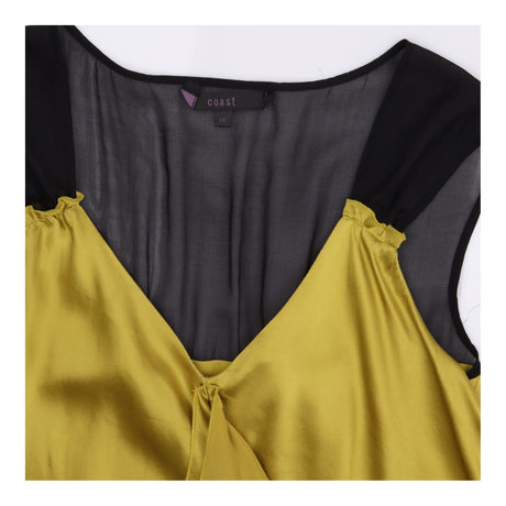 Coast Top Ochre Yellow Black Sheer Ruffle Satin