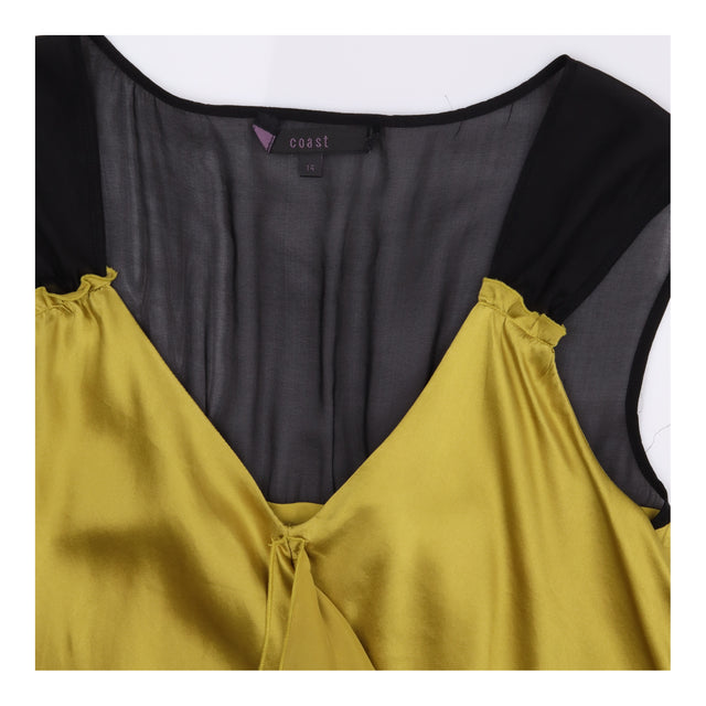 Coast Top Ochre Yellow Black Sheer Ruffle Satin