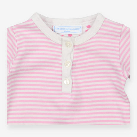 Pink Striped Sleepsuit 3 Buttons