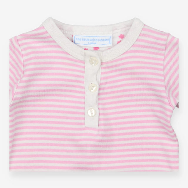 Pink Striped Sleepsuit 3 Buttons
