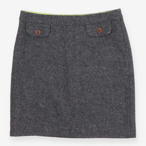 Grey 100% Wool Tailored Mini Skirt 