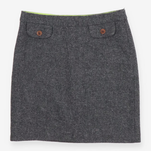 Grey 100% Wool Tailored Mini Skirt 