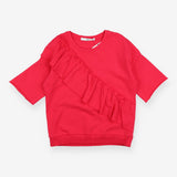 Jersey t-shirt frill sleeve and front frill detail