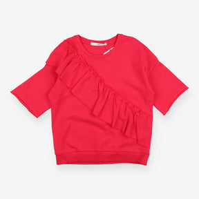 Jersey t-shirt frill sleeve and front frill detail