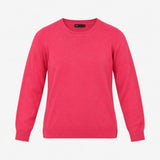 Jumper Fuchsia Pink Crew Neck Long Sleeve Fine Kni