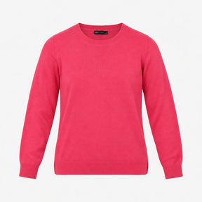 Jumper Fuchsia Pink Crew Neck Long Sleeve Fine Kni