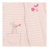 Pink stripe sleepsuit with bunny and butterfly