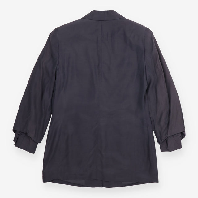 Blazer Grey Relaxed Ruched Sleeve Tailored Jacket