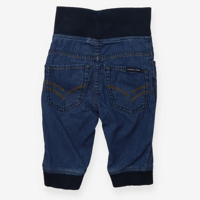 Jeans pull on navy cuff waist and bottoms
