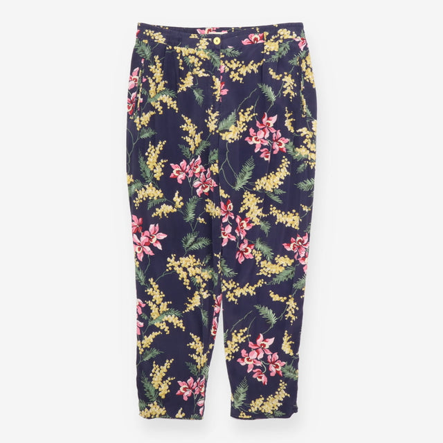 Whistles Floral Trousers Navy Pink Yellow Mimosa O