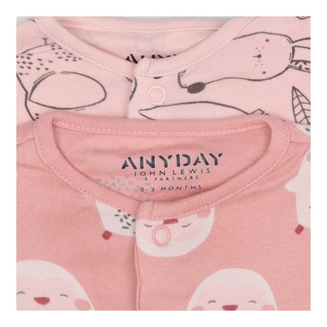 Sleepsuits 2pc pink birds outline animals