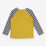 Tee Yellow with Grey Striped Sleeve 