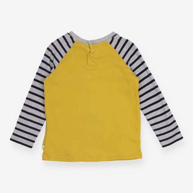 Tee Yellow with Grey Striped Sleeve 