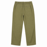 Trousers Cotton Linen Blend Pull On Olive Green