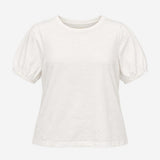 T-Shirt White Organic Cotton Slub Blouson Short Sl