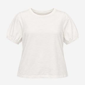 T-Shirt White Organic Cotton Slub Blouson Short Sl