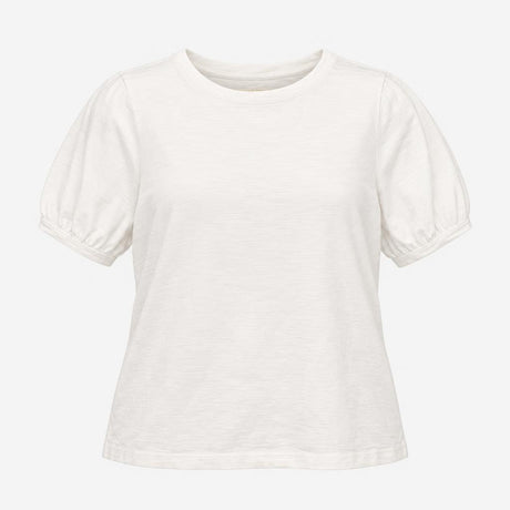 T-Shirt White Organic Cotton Slub Blouson Short Sl