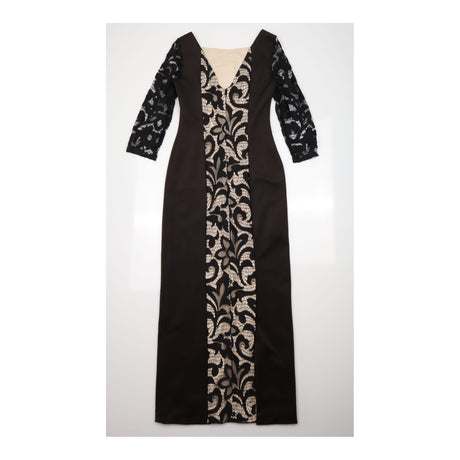 Dress Lace Maxi Black Nude Bodycon 3/4 Sleeve Occa