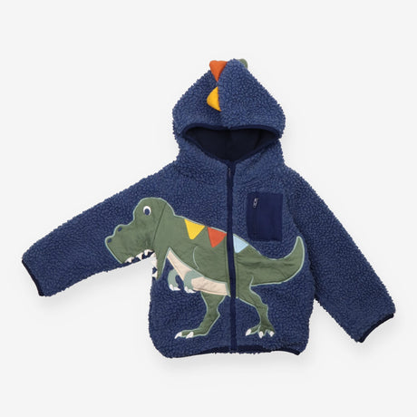 Coat fleece navy dinosaurs