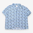 Shirt Pale Blue Bird Print Short Sleeve