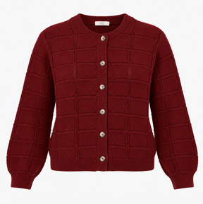 Knit Textured Cardigan Dark Burgundy