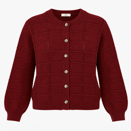 Knit Textured Cardigan Dark Burgundy