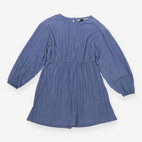 Dress blue pleated LS