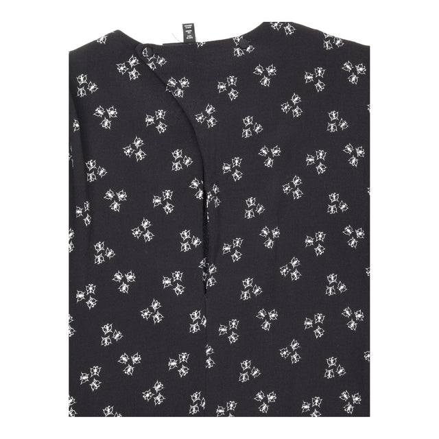 Black White Butterfly Print Long Sleeve Viscose Sh