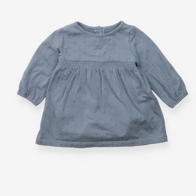 Dress jersey long sleeves blue with sparkle sliver