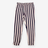 Striped Relaxed Trousers Cream Navy Burgundy