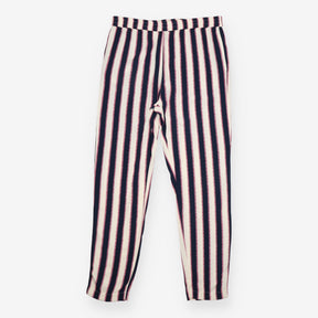 Striped Relaxed Trousers Cream Navy Burgundy