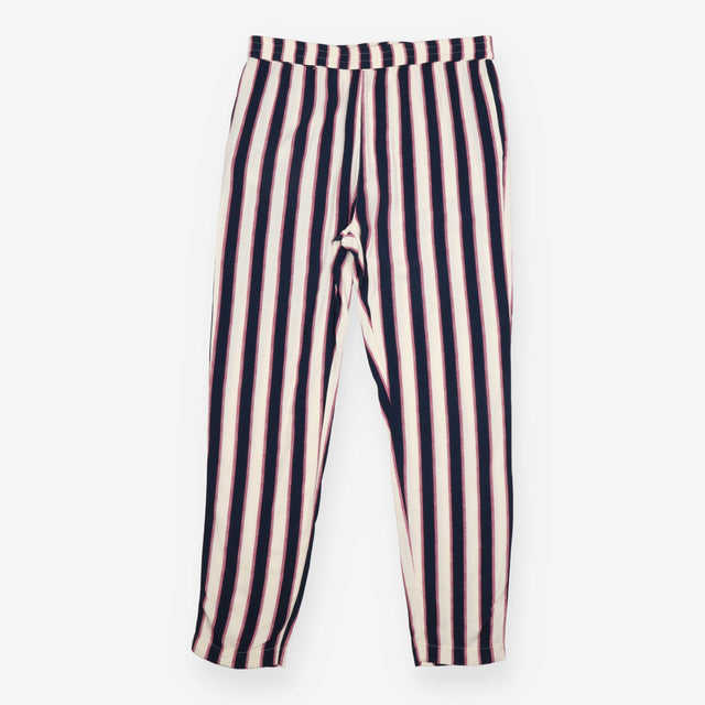 Striped Relaxed Trousers Cream Navy Burgundy