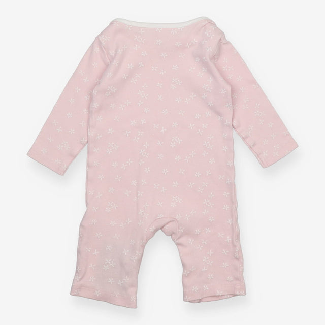 Footless Sleepsuit Pink with Flower Pattern