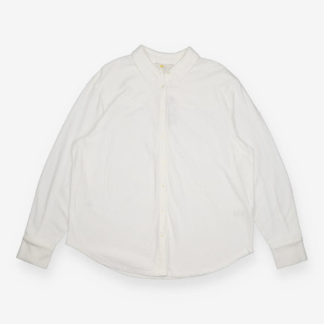 Shirt White Textured Cotton Button Front