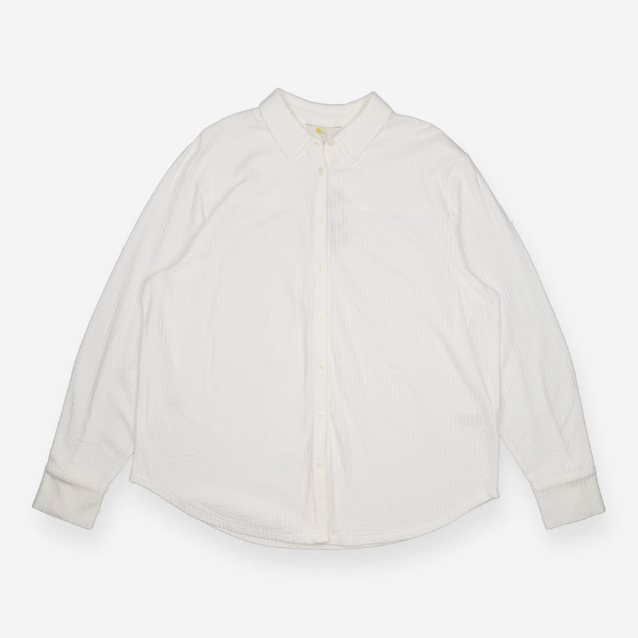 Shirt White Textured Cotton Button Front