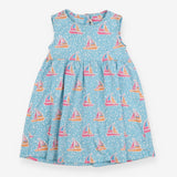 Dress blue with sailboats and white floral print