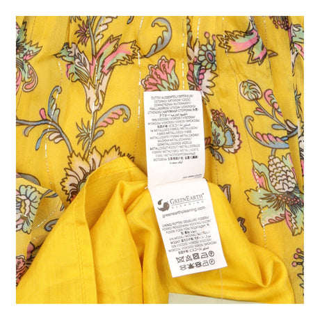 Boden Ochre Yellow Floral Metallic Lurex Smocked M