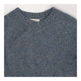Blue Flecked Recycled Wool Crew Neck Knit Sweater