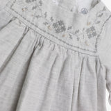 Dress grey silver thread embroidery